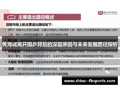 黄海诚离开国乒背后的深层原因与未来发展路径探析